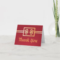Tarjetas de agradecimiento de dragón rojo y dorado