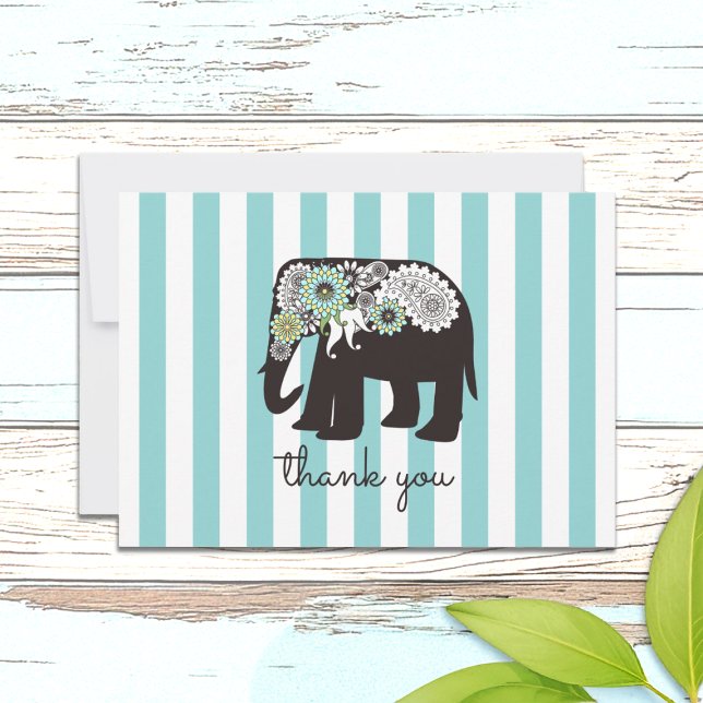 Tarjetas de agradecimiento de elefante con estampa (Subido por el creador)