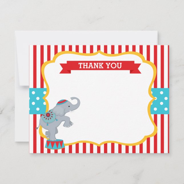 Tarjetas de agradecimiento de elefante de circo de (Anverso)