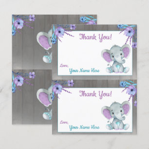 Tarjetas de agradecimiento de elefante de maní 2 p