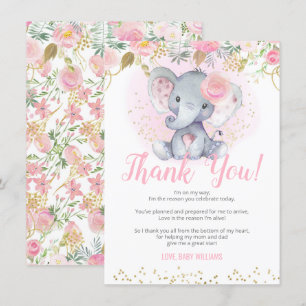 Tarjetas de agradecimiento de Elephant Baby Shower