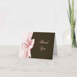 Tarjetas de agradecimiento de encaje de lazo rosa