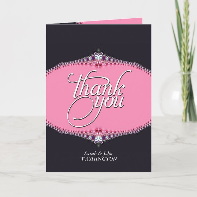 Tarjetas de agradecimiento de encaje elegantes ros (Anverso)