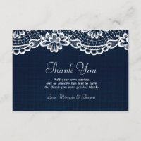 Tarjetas de agradecimiento de encaje y mezclilla d