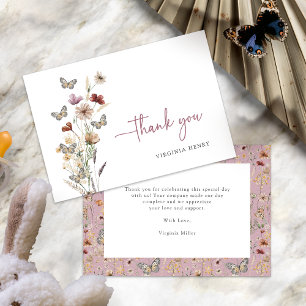 Tarjetas de agradecimiento de flor silvestre rosa