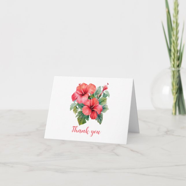 Tarjetas de agradecimiento de Flor Tropical Hibisc (Anverso)