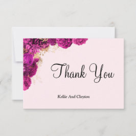 Tarjetas De Agradecimiento De Floral Rosa Y Oro