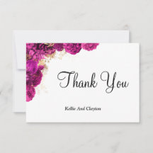 Tarjetas De Agradecimiento De Floral Rosa Y Oro