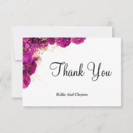 Tarjetas De Agradecimiento De Floral Rosa Y Oro