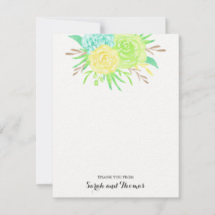 Tarjetas de agradecimiento de flores de acuarela d