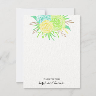 Tarjetas de agradecimiento de flores de acuarela d