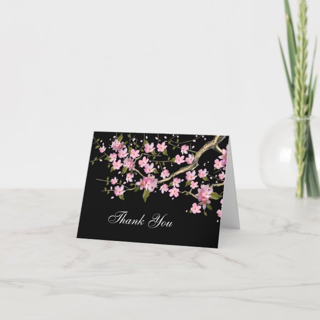 Tarjetas de agradecimiento de flores de cerezo jap (Anverso)