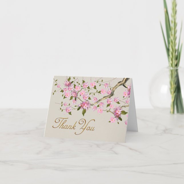 Tarjetas de agradecimiento de flores de cerezo jap (Anverso)