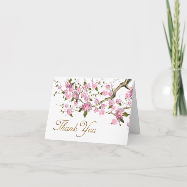 Tarjetas de agradecimiento de flores de cerezo jap (Anverso)