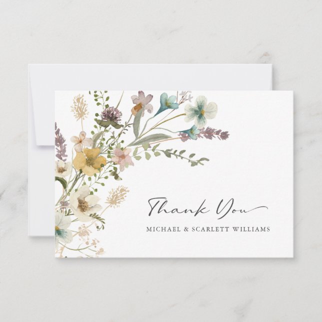 Tarjetas de agradecimiento de flores silvestres (Anverso)