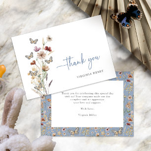 Tarjetas de agradecimiento de flores silvestres az