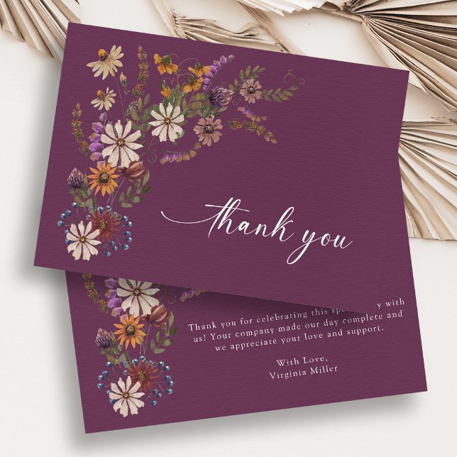 Tarjetas de agradecimiento de flores silvestres de (Burgundy Wildflower Thank You Cards
)