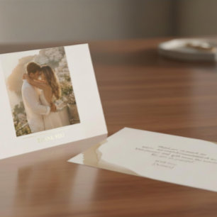 Tarjetas de agradecimiento de foto doradas elegant