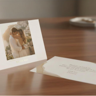 Tarjetas de agradecimiento de foto doradas elegant
