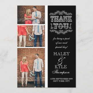 Tarjetas de agradecimiento de fotos de boda elegan