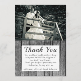 Tarjetas de agradecimiento de fotos de boda rústic
