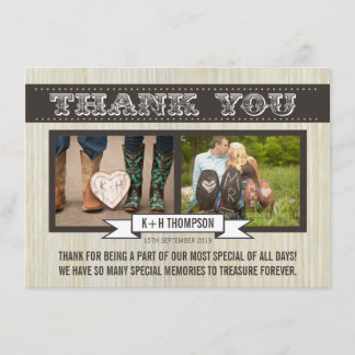 Tarjetas de agradecimiento de fotos de boda wester