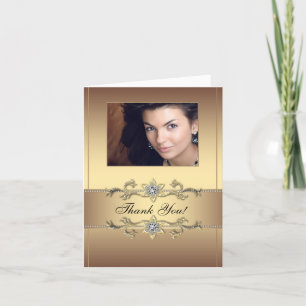 Tarjetas de agradecimiento de fotos de oro elegant