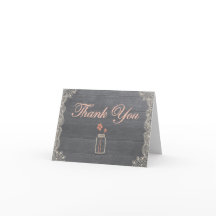 Tarjetas de agradecimiento de frasco de Mason rúst
