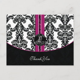 tarjetas de agradecimiento de fuchsia damask