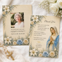 Tarjetas de agradecimiento de funeral católico con