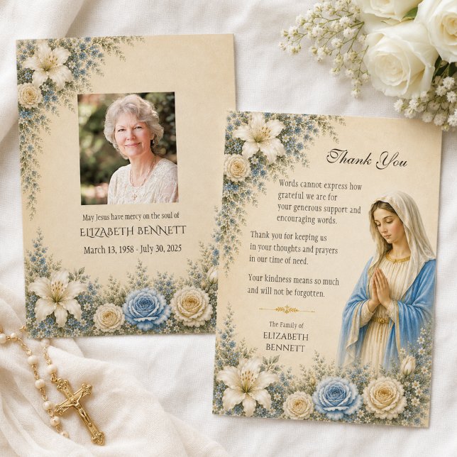 Tarjetas de agradecimiento de funeral católico con (Subido por el creador)