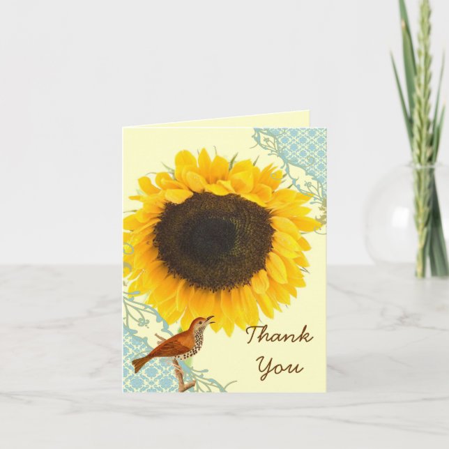 Tarjetas de agradecimiento de girasol (Anverso)