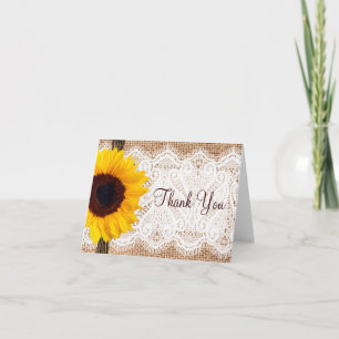 Tarjetas de agradecimiento de girasol de encaje de