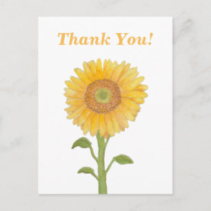 Tarjetas de agradecimiento de girasol en acuarela