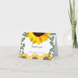 Tarjetas de agradecimiento de girasol eucalipto