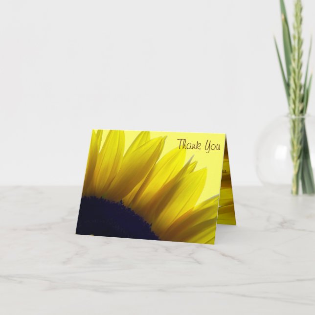 Tarjetas de agradecimiento de girasol (mensaje int (Anverso)