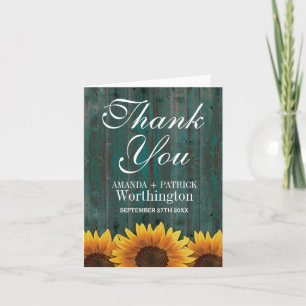 Tarjetas de agradecimiento de girasoles rústicos d
