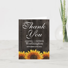 Tarjetas de agradecimiento de girasoles rústicos d