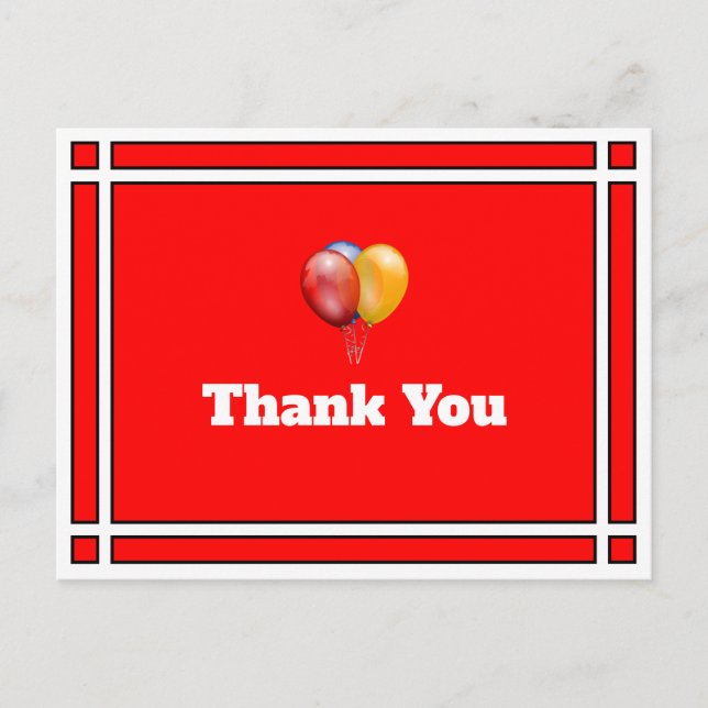 Tarjetas de agradecimiento de globos rojos de cump (Anverso)