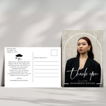 Tarjetas de agradecimiento de graduación con arco 