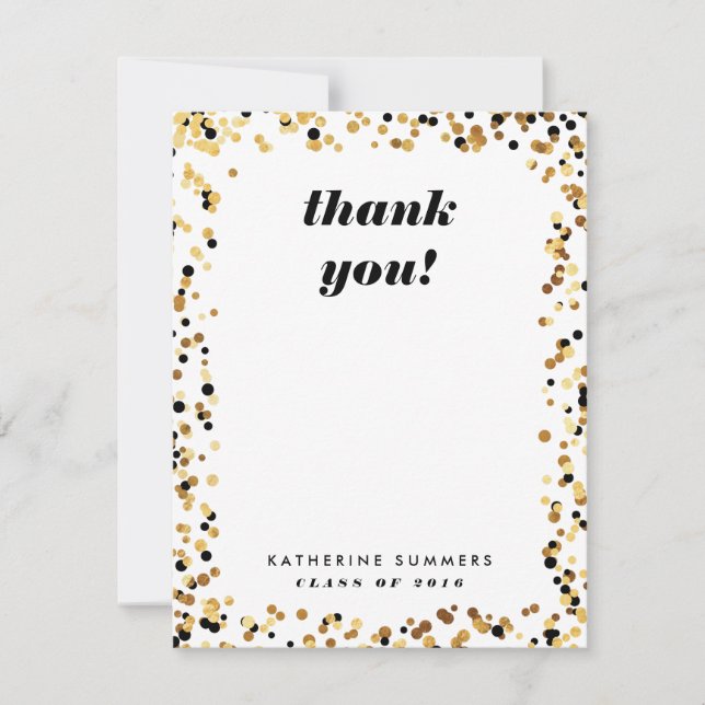 Tarjetas de agradecimiento de graduación con confe (Anverso)