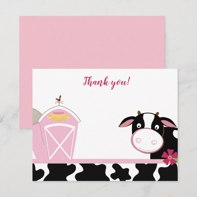 Tarjetas de agradecimiento de granja de vaca leche (Anverso / Reverso)