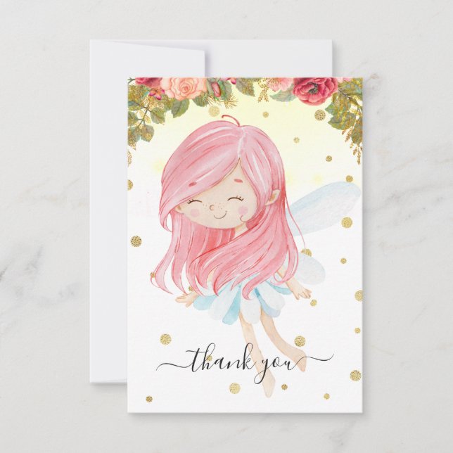 Tarjetas de agradecimiento de hadas | Jardín encan (Anverso)