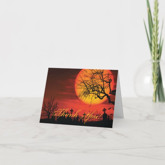 Tarjetas de agradecimiento de Halloween para negro (Anverso)