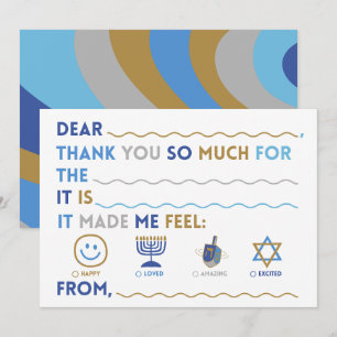 Tarjetas de agradecimiento de Hanukkah para niños