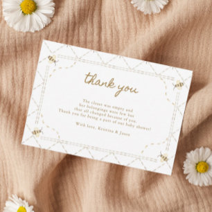 Tarjetas de agradecimiento de Honey Bee Baby Showe