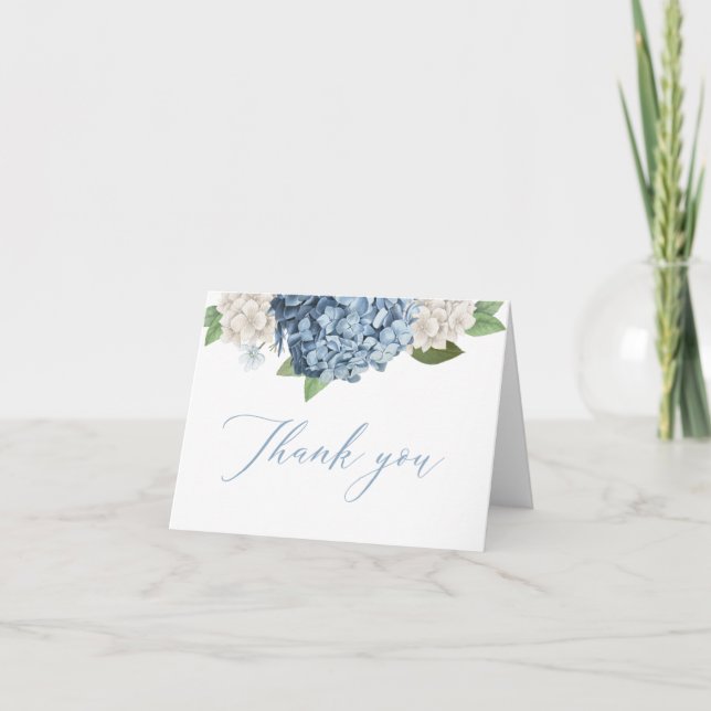 Tarjetas de agradecimiento de Hortensia Azul (Anverso)