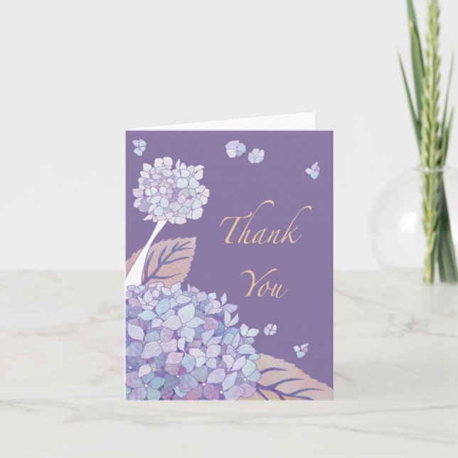 Tarjetas de agradecimiento de Hortensias (Anverso)