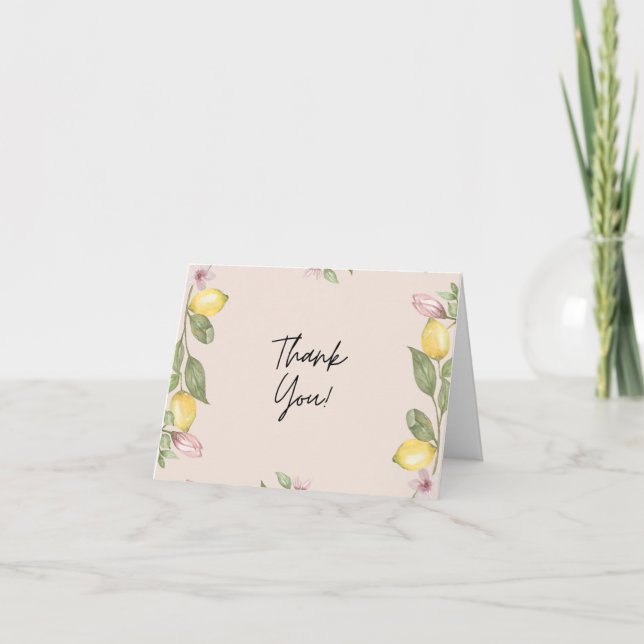 Tarjetas de agradecimiento de limón rosa (Anverso)