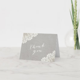 Tarjetas de agradecimiento de lino elegante con en
